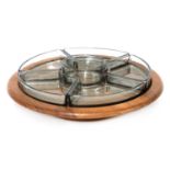 A Danish teak and glass lazy Susan,