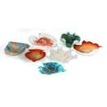 Seven Italian Murano glass dishes,