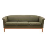 A Danish green two-seater settee,