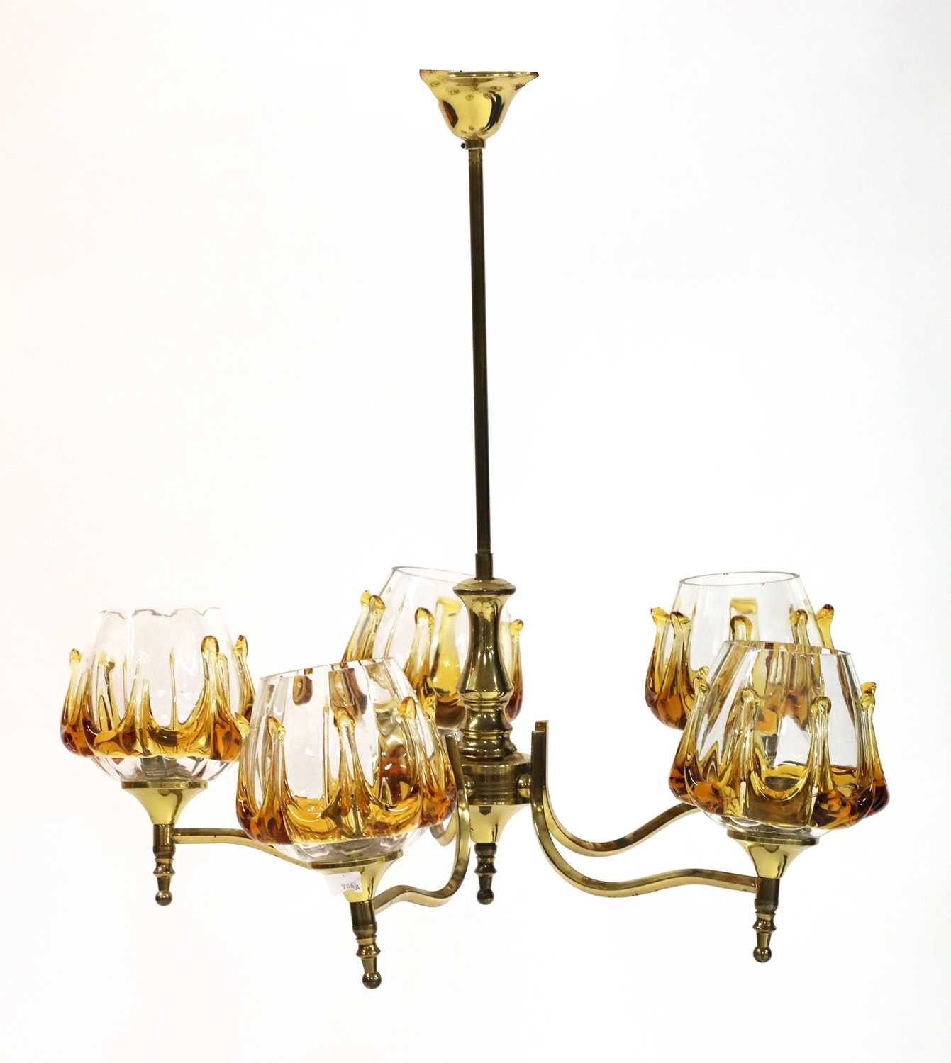 A Murano amber glass chandelier,