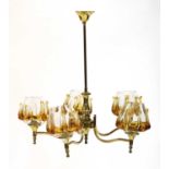 A Murano amber glass chandelier,