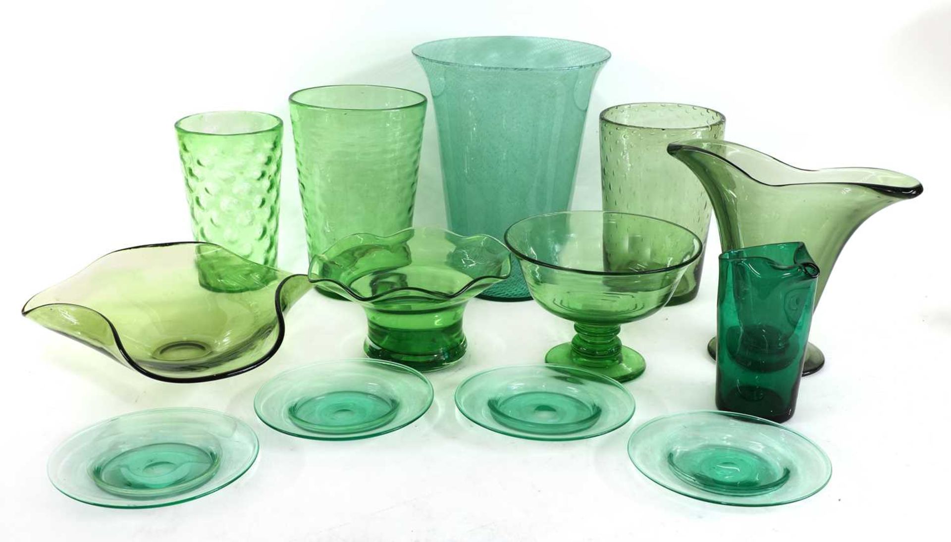 Green - a selection of Whitefriars and other glass,