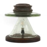 A glass 'insulator' table lamp,