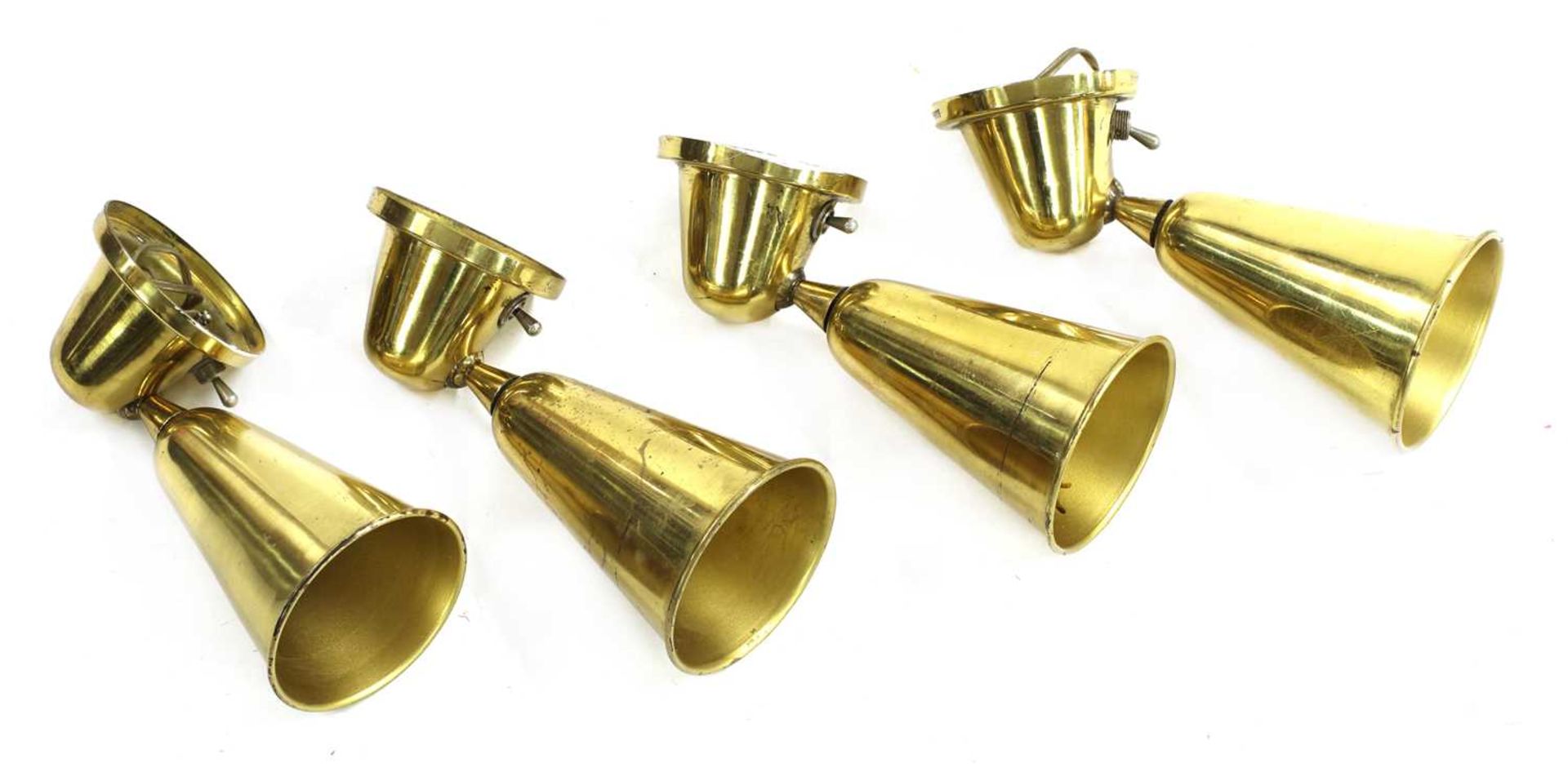 Two pairs of Italian brass wall lights,