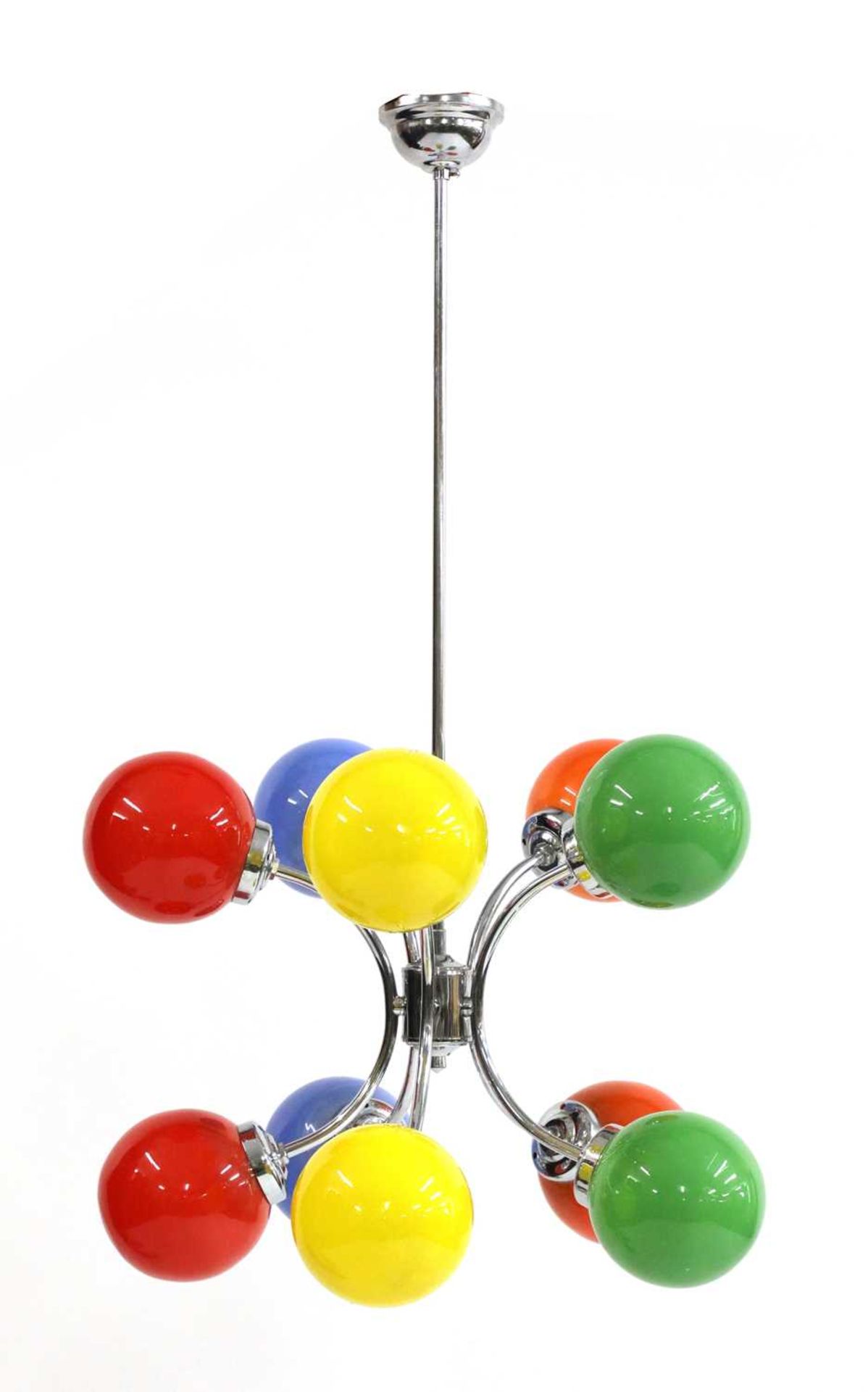 An Italian coloured ten-light hanging electrolier,