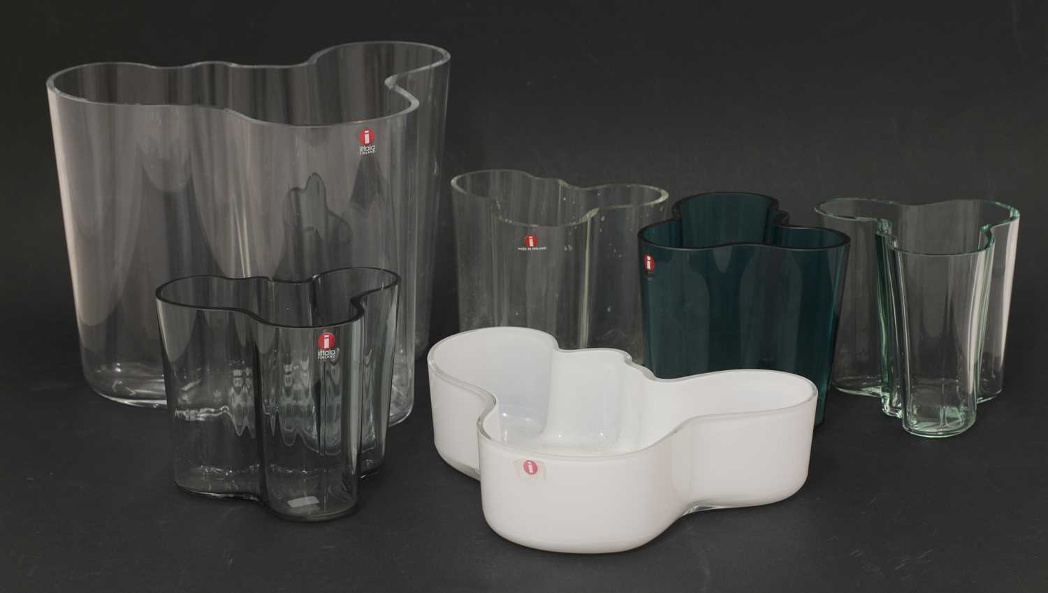 Six Iittala glass vases,