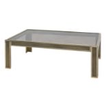 A Peter Ghyczy brass and smoked glass coffee table,