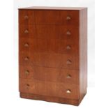 A Danish teak chest of five drawers,