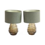 A pair of contemporary Porta Romana glass table lamp bases,