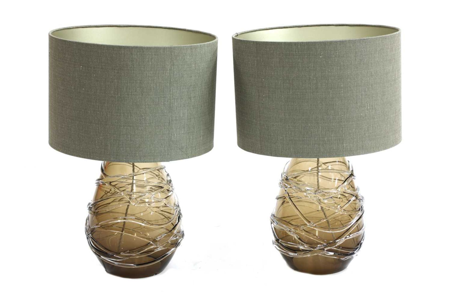 A pair of contemporary Porta Romana glass table lamp bases,