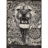 A rare Grateful Dead, Santana Lion handbill/postcard,