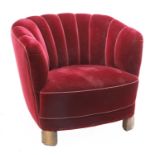 A red velvet lounge chair,