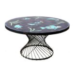 A Danish tile top garden table,