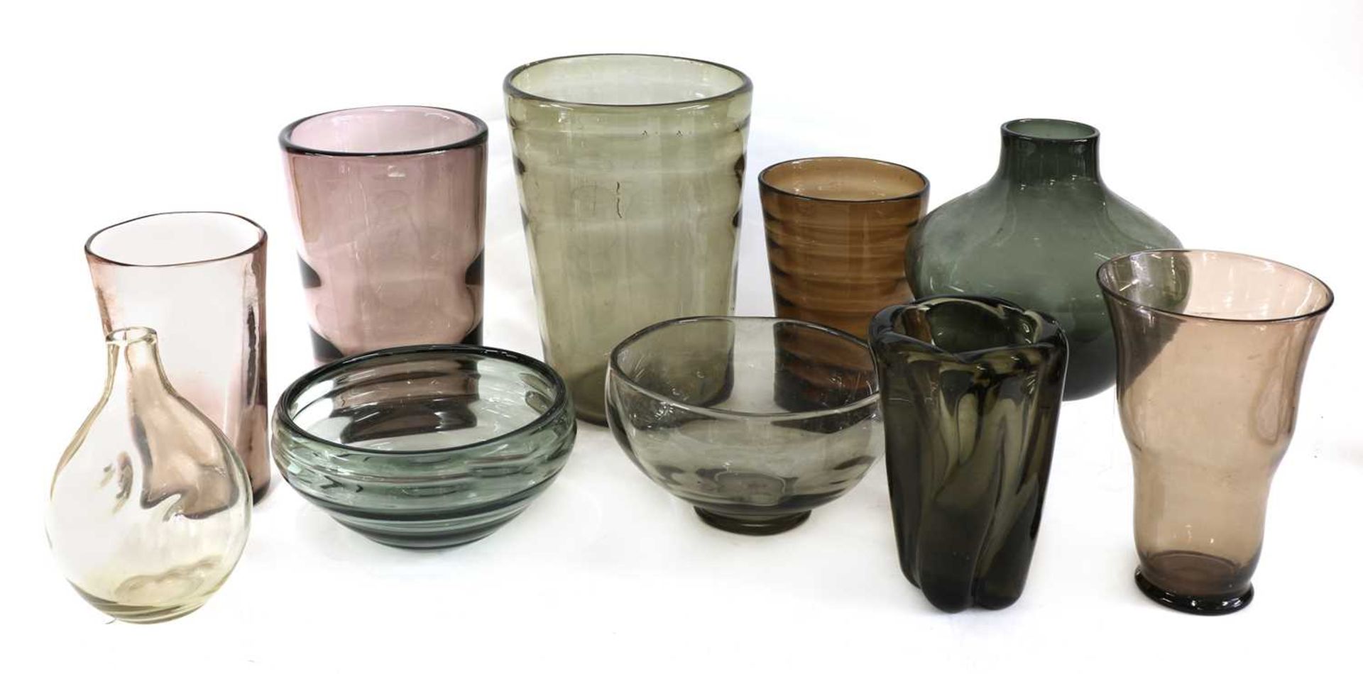 'Twilight' and 'Shadow Green' - a selection of Whitefriars and other glass,