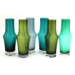 A good group of six identical Riihimaki glass vases,
