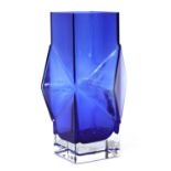 A Finnish 'Pablo' blue glass vase by Riihimaki Lasi Oy,