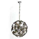 A hanging glass 'Sputnik' ball light,