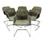 A set of six moulded cantilever armchairs,