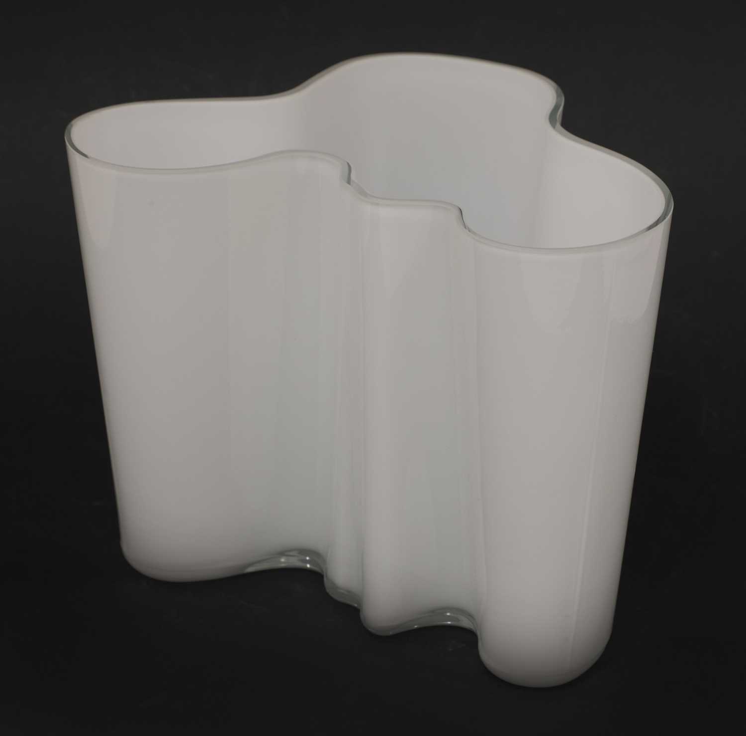 A large white cased glass 'Savoy' vase,