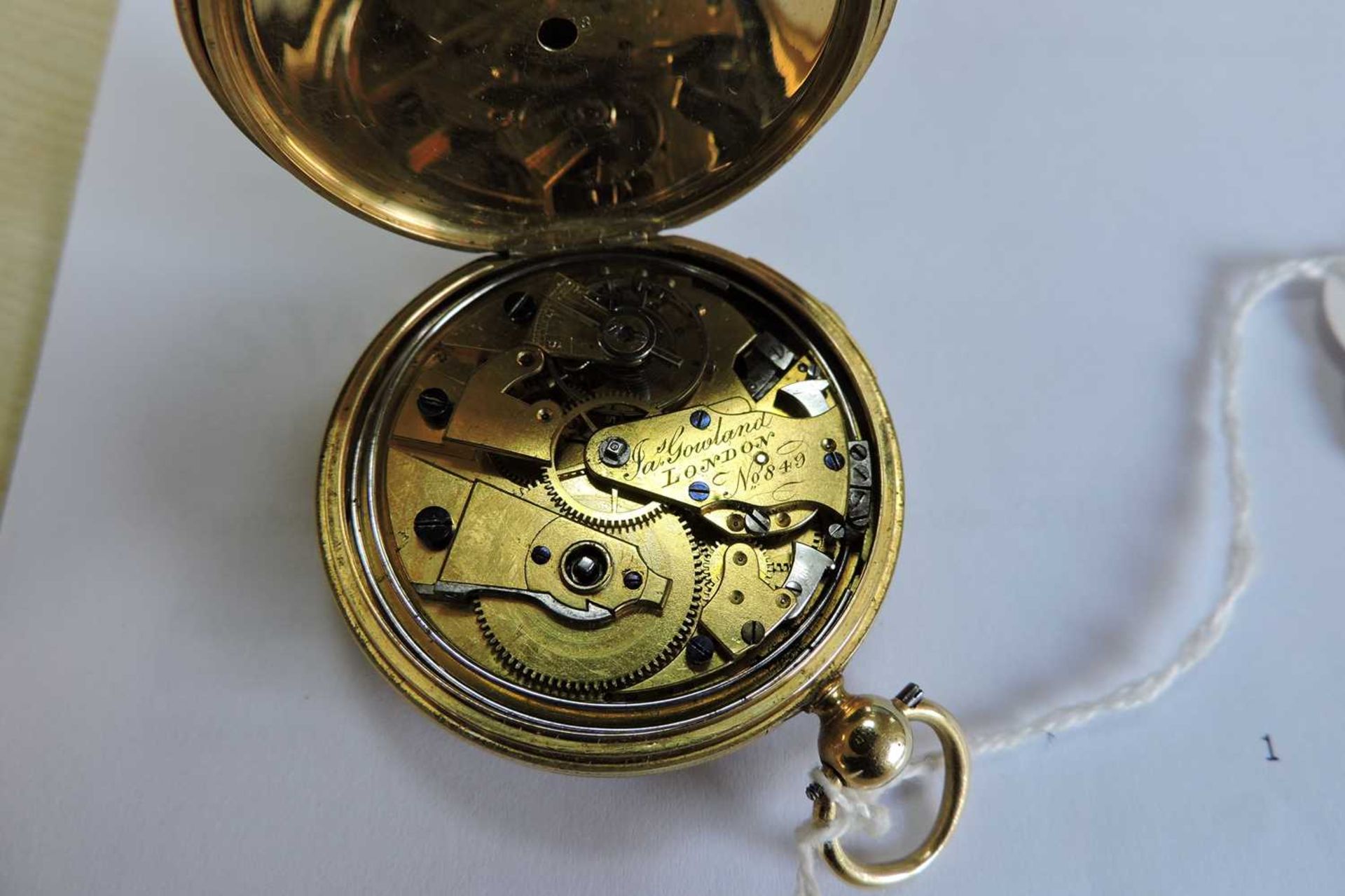An 18ct gold key wound quarter repeater open-faced pocket watch, - Image 3 of 4