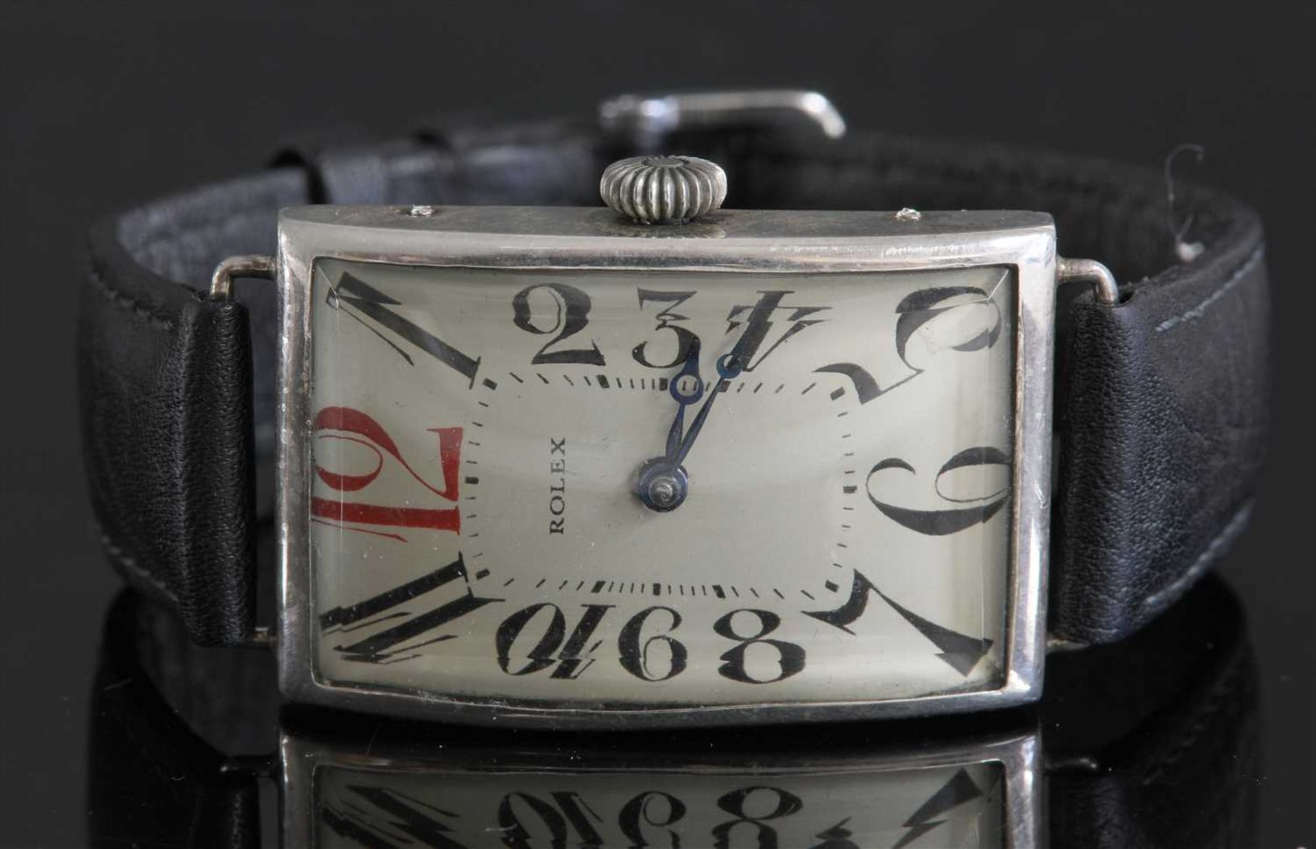 A gentlemen's sterling silver Rolex mechanical strap watch, c.1923,