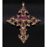 An Iberian gold and ruby set cross, c.1700,