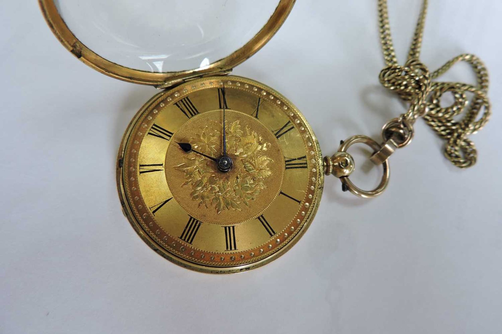 An 18ct gold key wound open-faced pocket watch, - Image 4 of 6