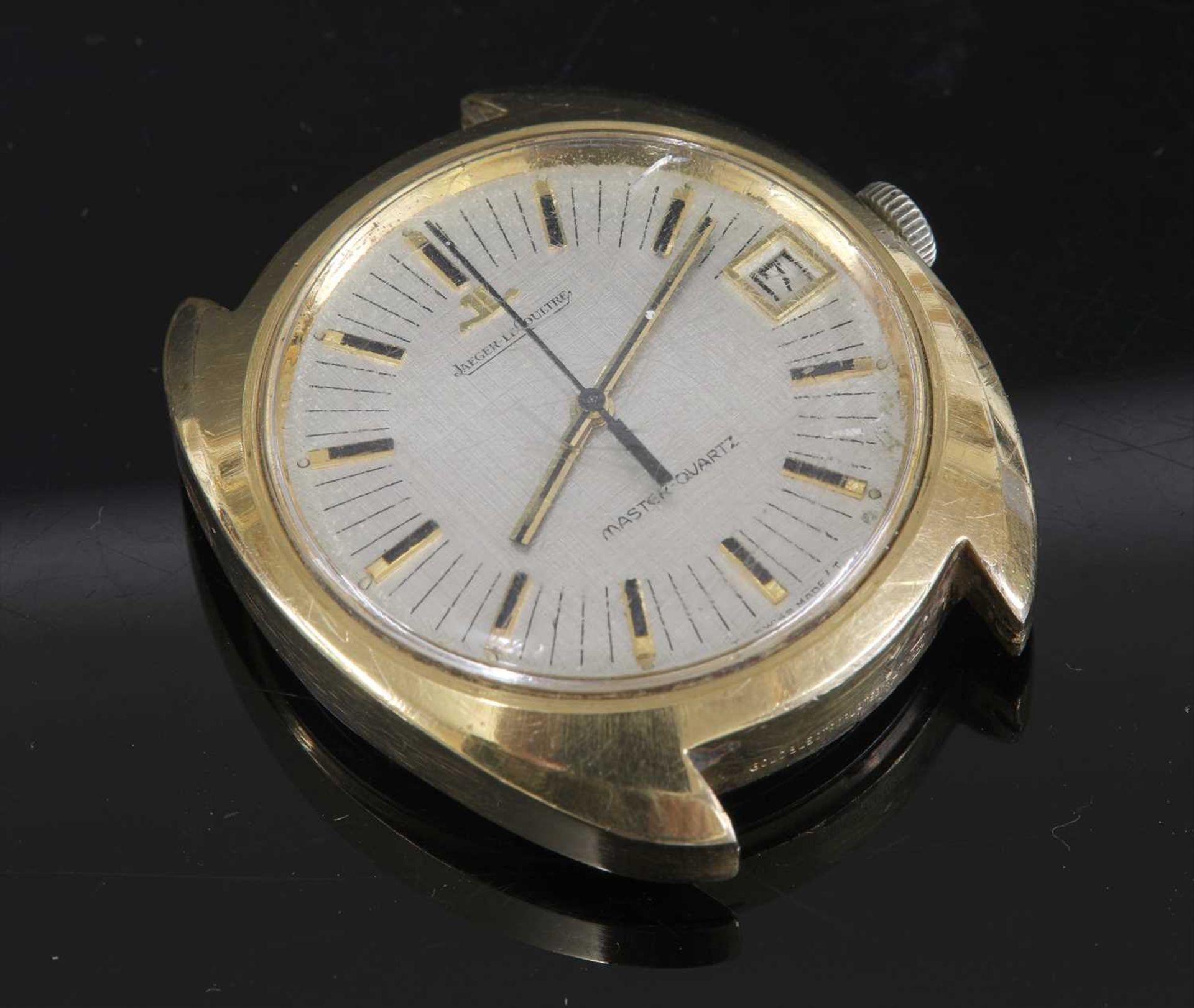 A gentlemen's gold-plated Jaeger-LeCoultre 'Master-Quartz' strap watch,