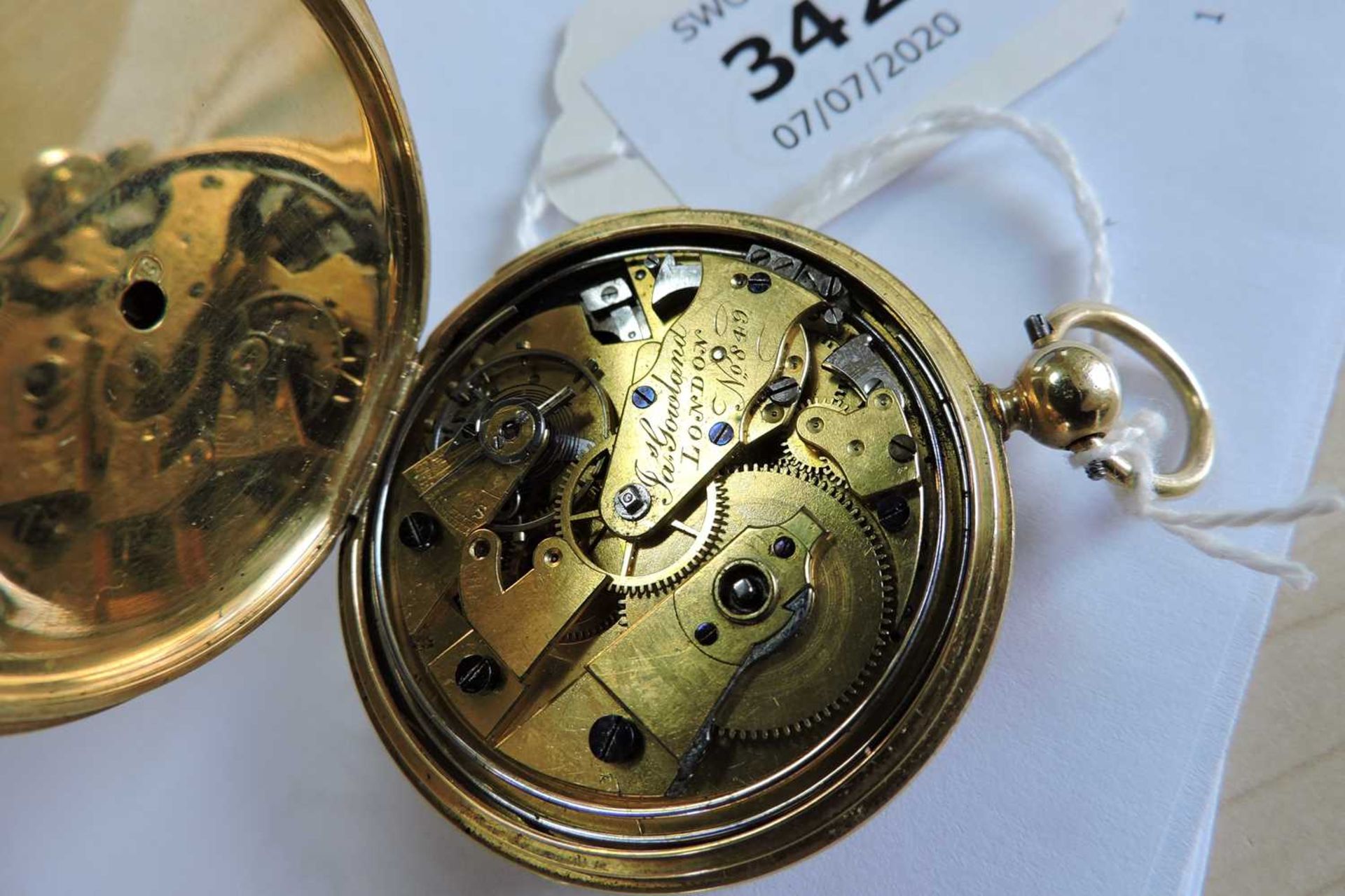 An 18ct gold key wound quarter repeater open-faced pocket watch, - Image 4 of 4