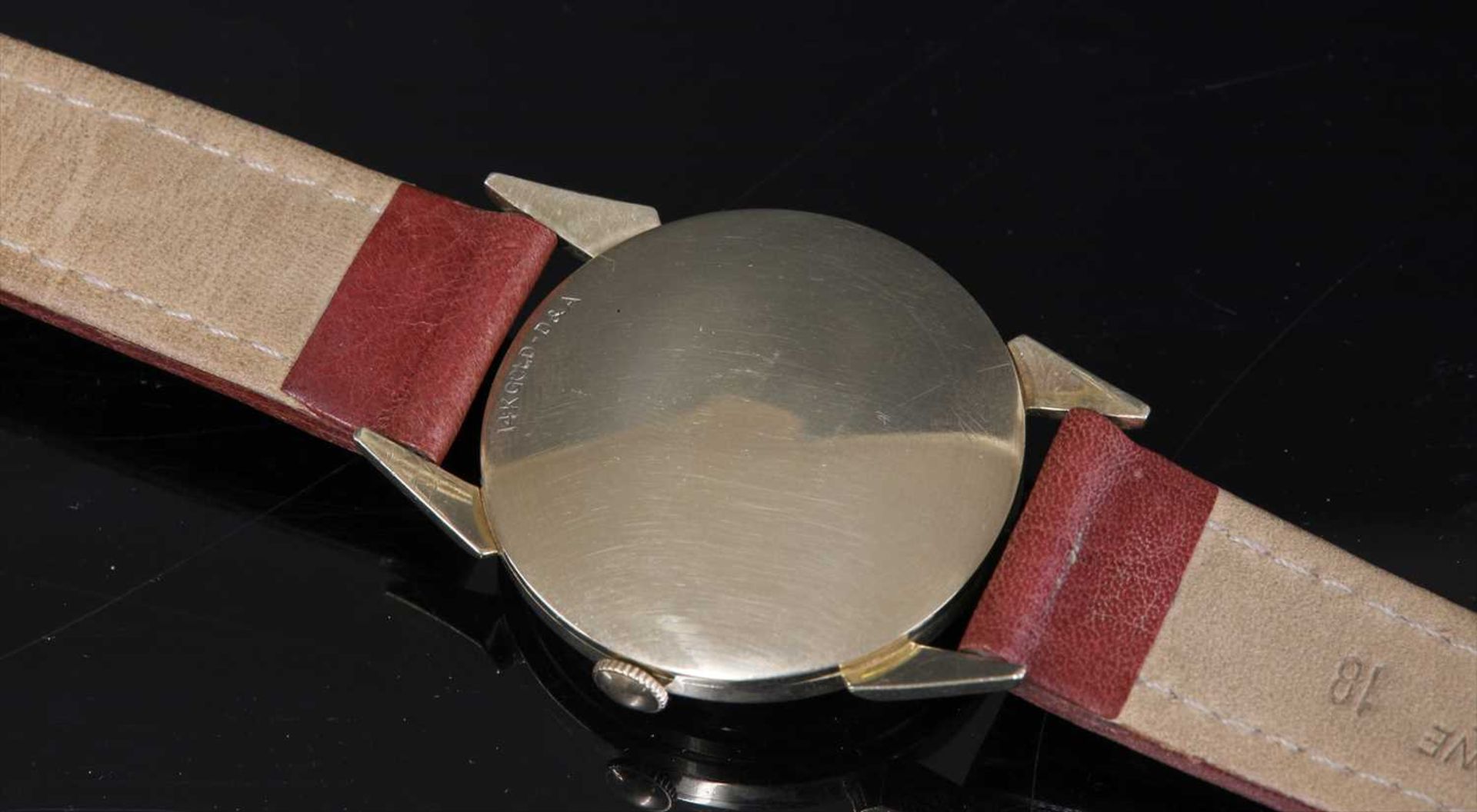 A gentlemen's gold Wittnauer 'Revue' mechanical strap watch, c.1955-1965, - Image 2 of 2
