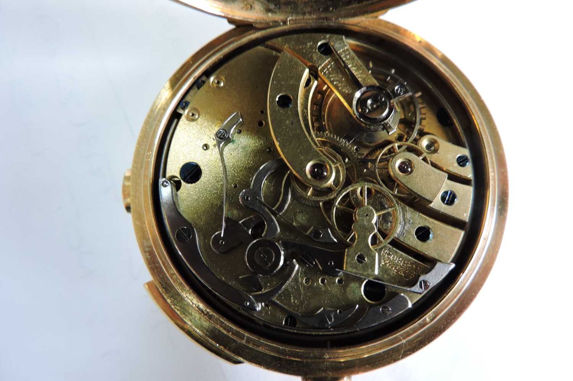 A Swiss 18ct gold quarter repeater side wind half hunter pocket watch, - Image 5 of 5