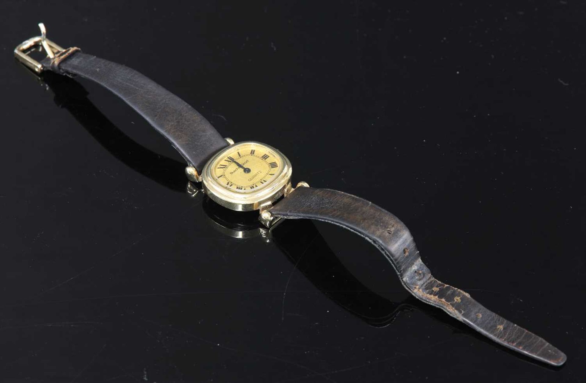 A ladies' 9ct gold Bueche-Girod quartz strap watch,