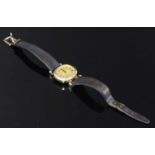 A ladies' 9ct gold Bueche-Girod quartz strap watch,