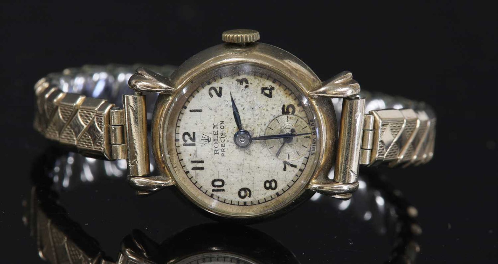 A ladies' 9ct gold Rolex Precision mechanical strap watch,