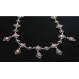 A Georgian silver, pink and white paste fringe necklace,