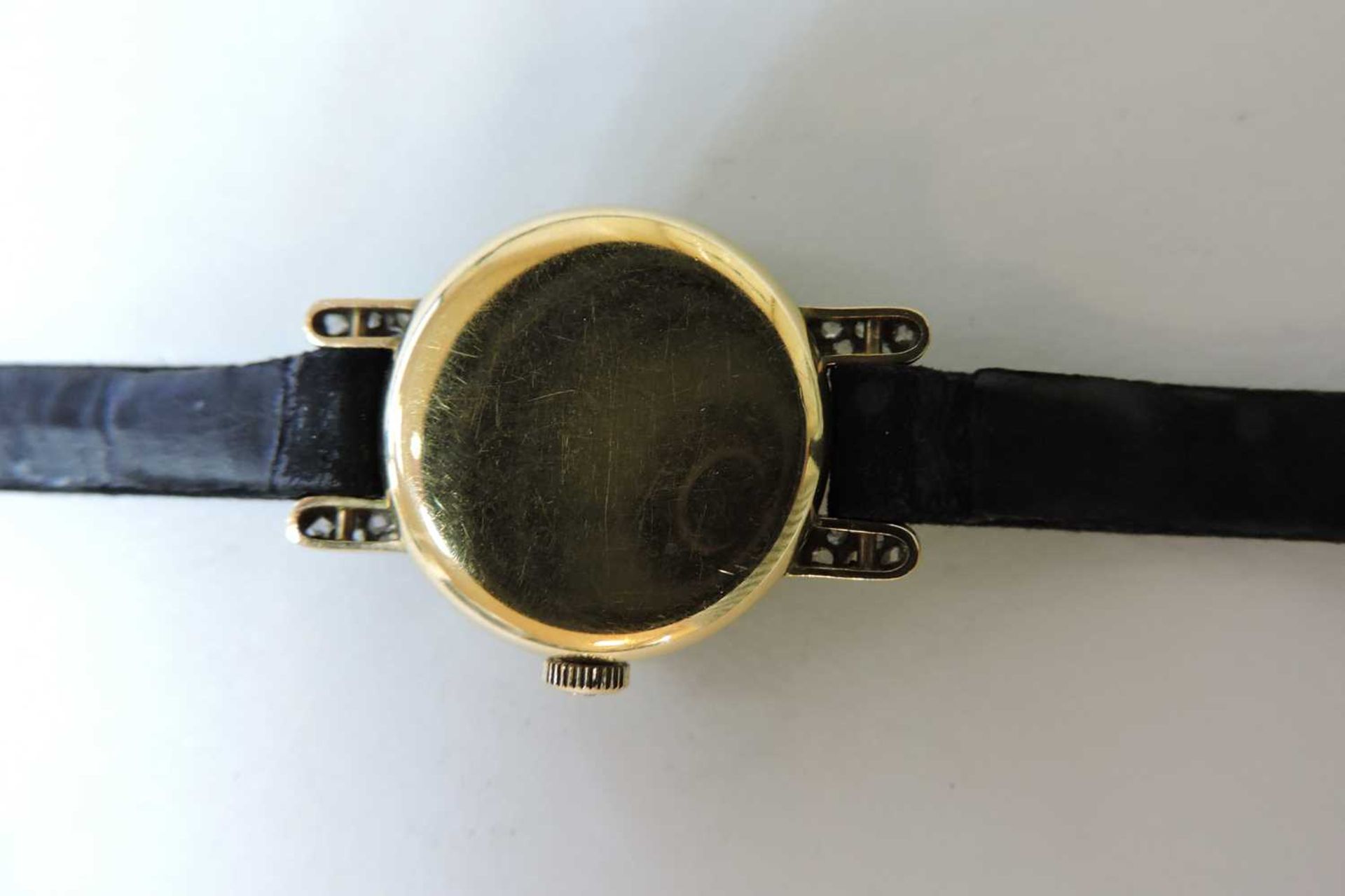 A ladies' Art Deco 18ct two colour gold Longines emerald and diamond cocktail watch, c.1920, - Image 4 of 5