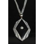 An American Art Deco diamond and onyx plaque pendant,