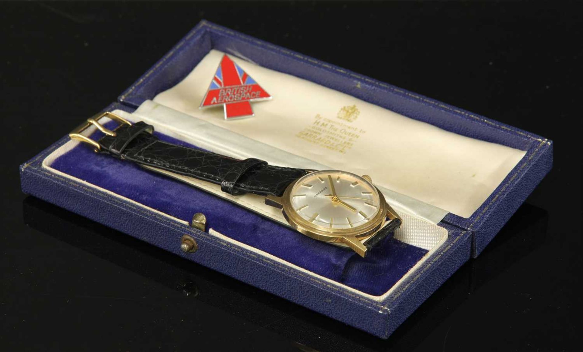 A gentlemen's 9ct gold Garrard mechanical strap watch, c.1970, - Image 2 of 3