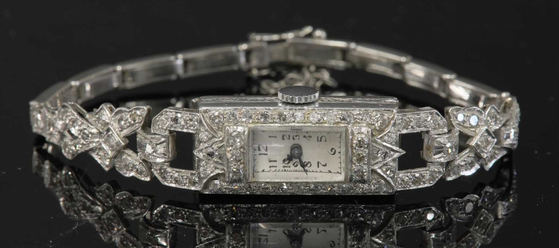 A ladies' Art Deco diamond set cocktail watch, c.1925,