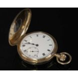 A 9ct gold Syren half hunter side wind pocket watch,