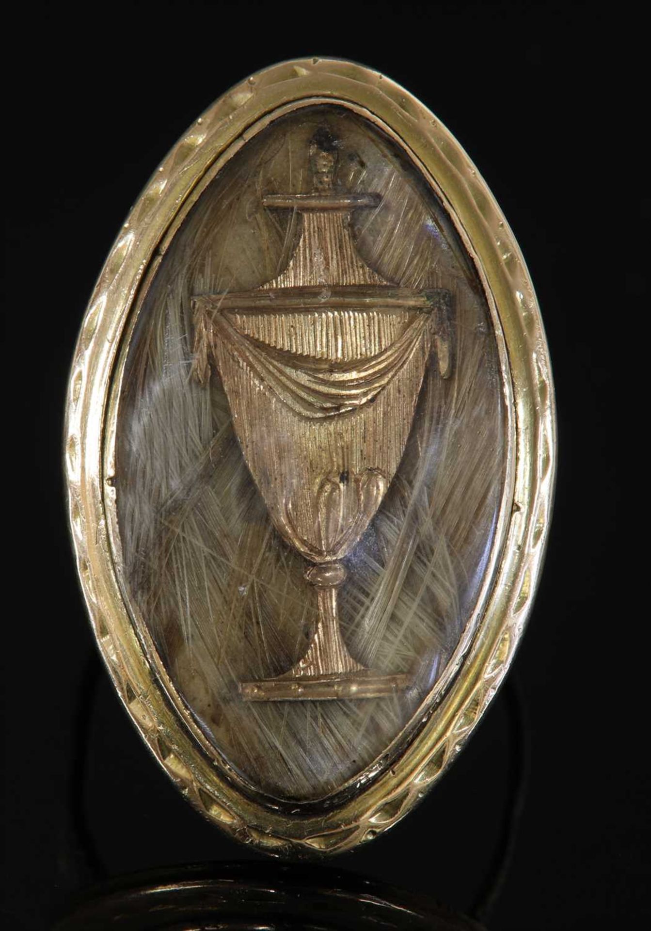 A Georgian gold navette-shaped memorial ring, c.1787,