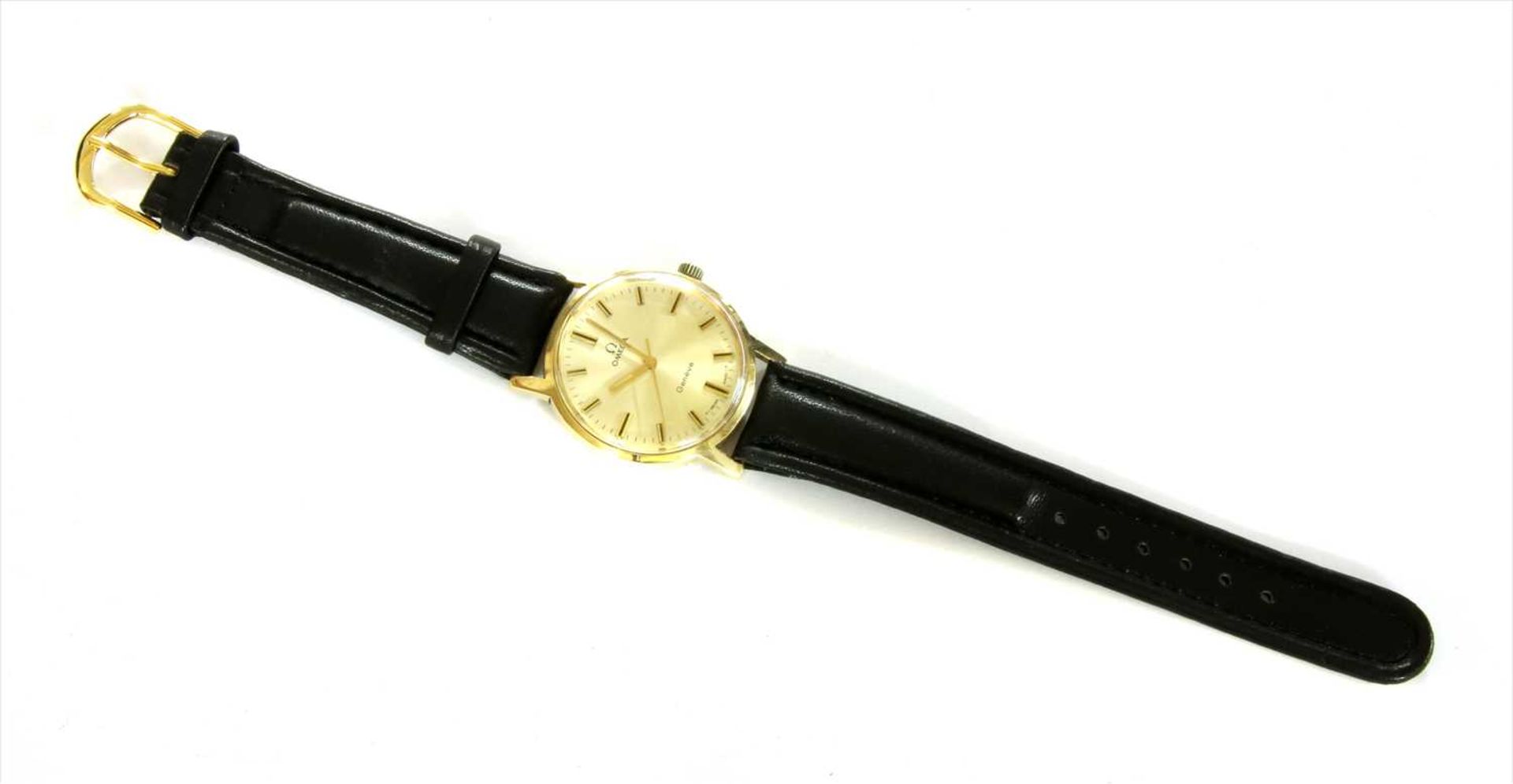 A 14ct gold Omega 'Genève' mechanical strap watch, c.1970, - Bild 2 aus 3
