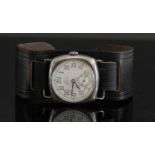 A gentlemen's sterling silver Tell Military or Trench mechanical strap watch, c.1917,