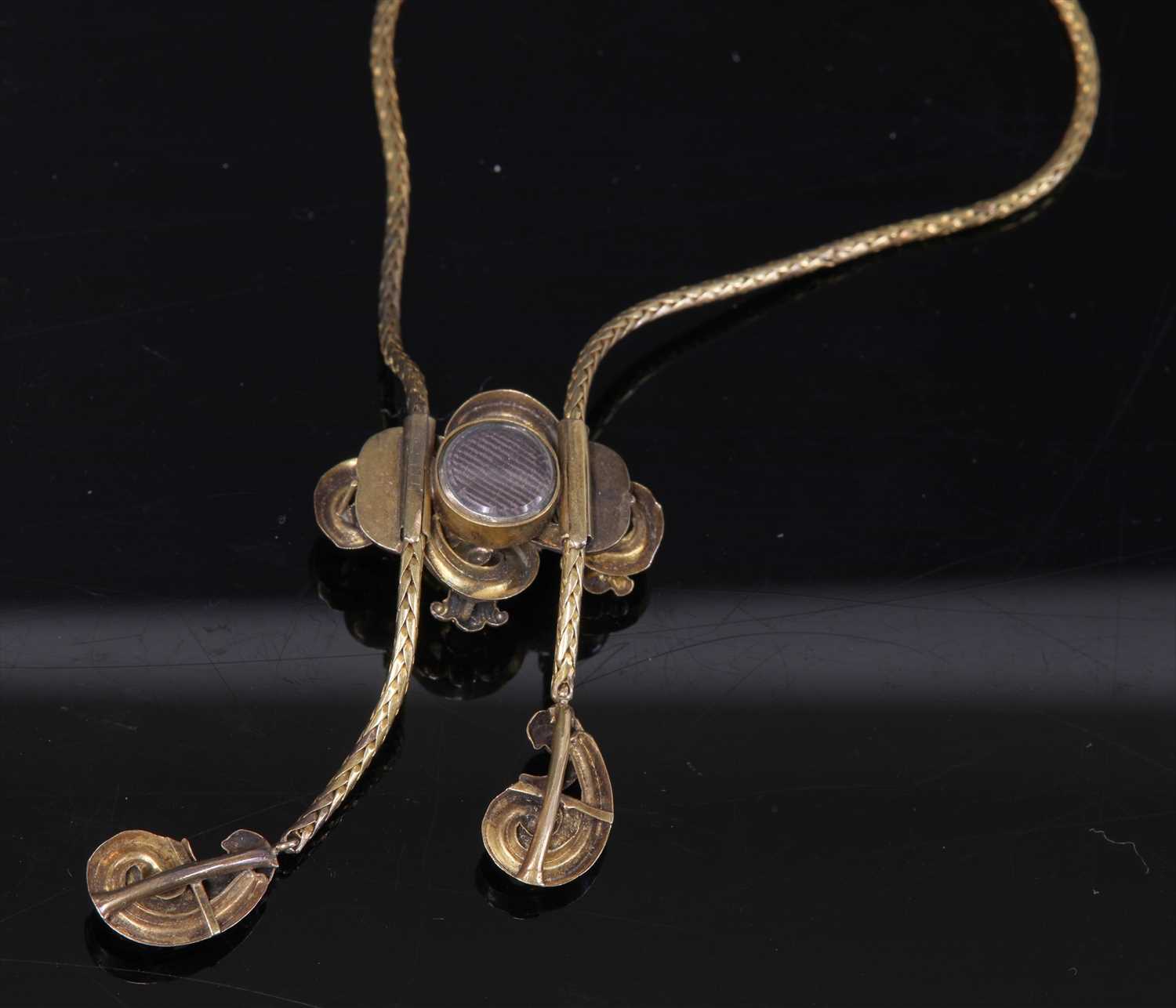 A Victorian gold turquoise forget-me-not lariat necklace, c.1840, - Image 2 of 2