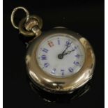 A late Victorian Swiss gold top wind fob watch,