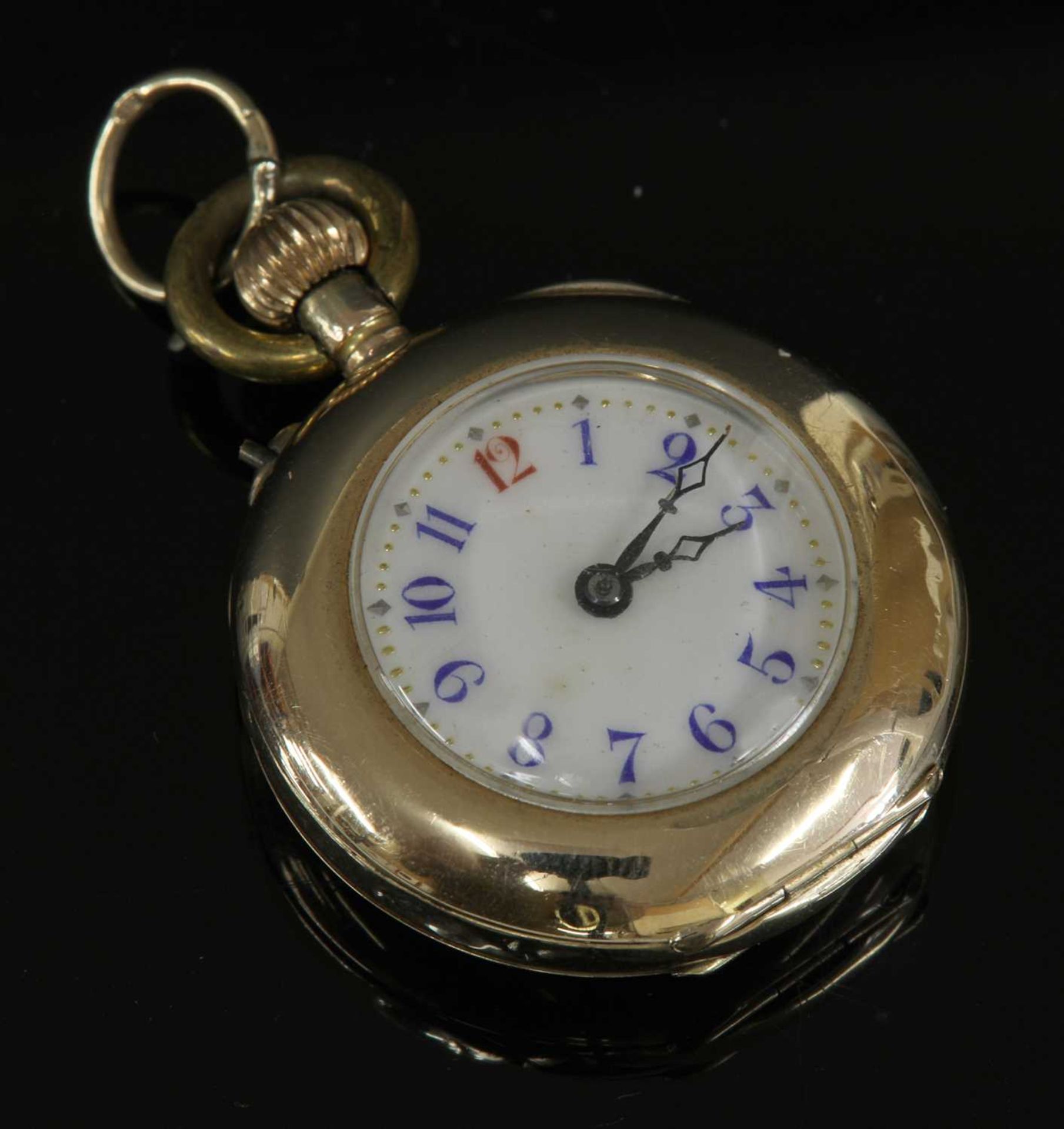 A late Victorian Swiss gold top wind fob watch,