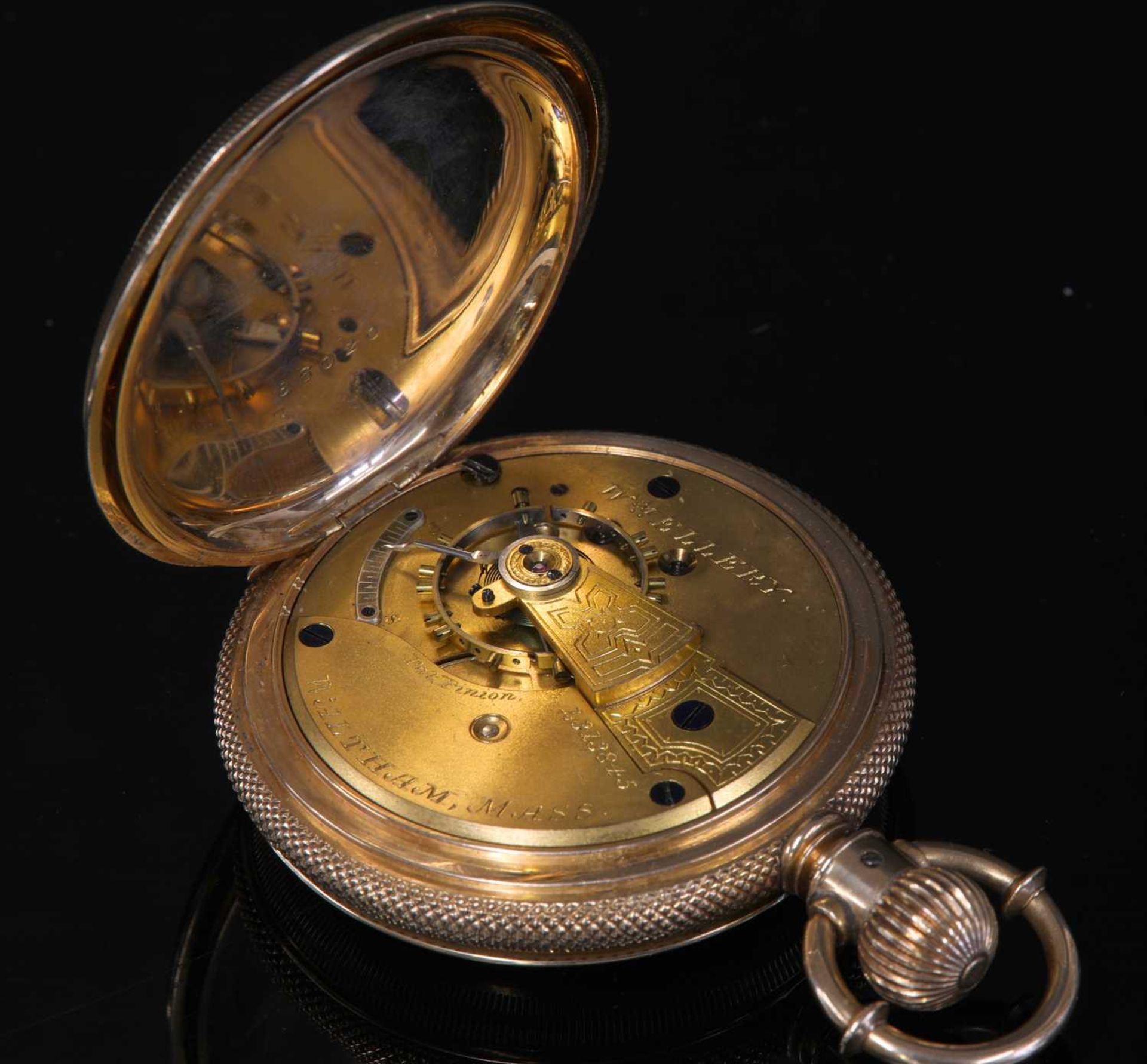 An American gold A.W. Co. Waltham side wind hunter pocket watch, - Image 3 of 4