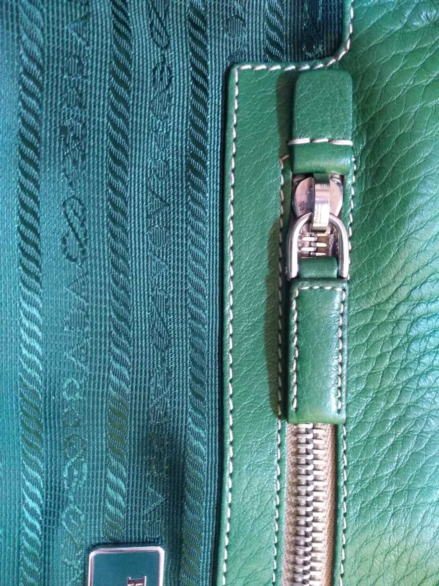 A Prada green leather shoulder bag, - Image 11 of 11