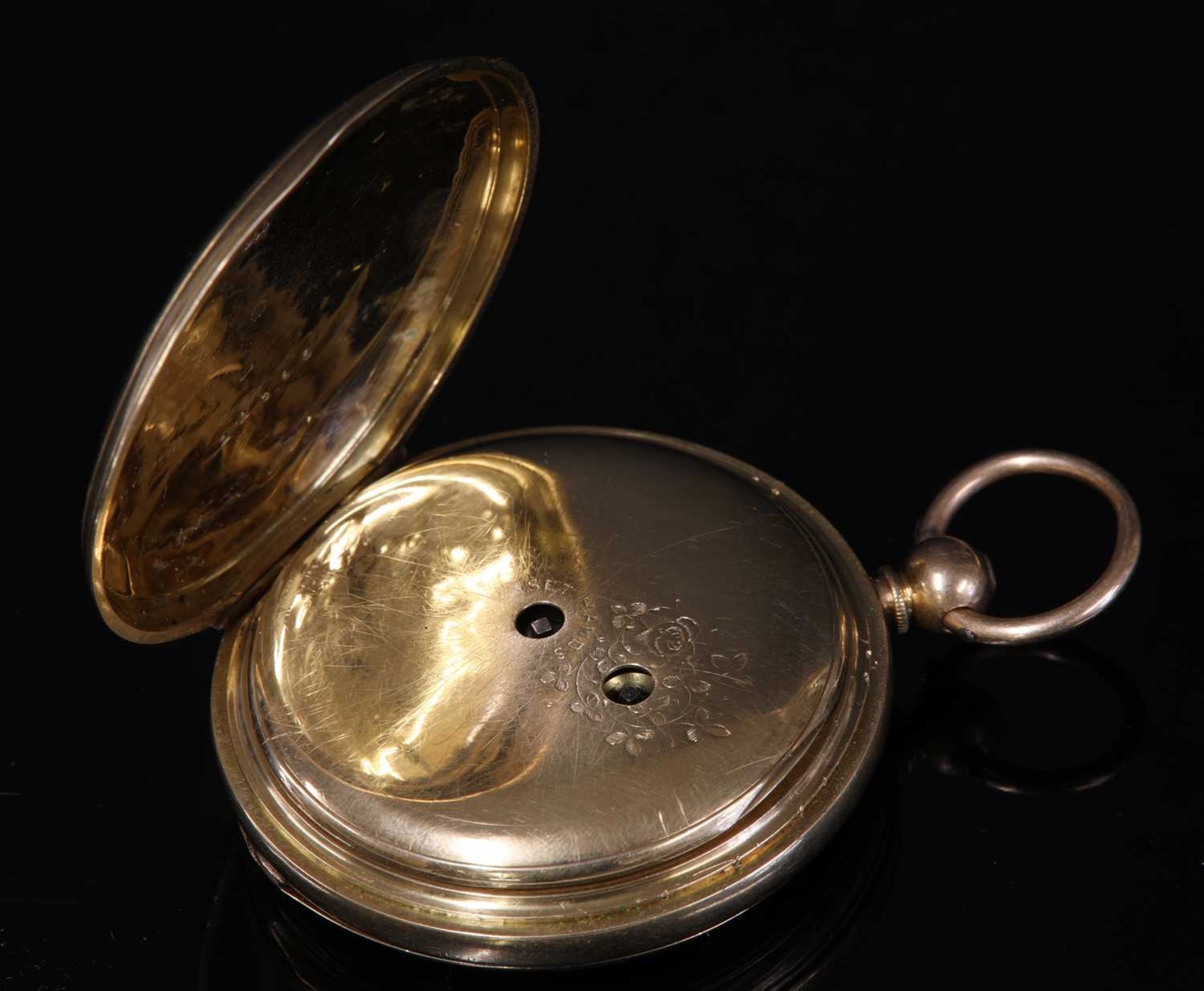 An 18ct gold key wound hunter pocket watch, - Image 2 of 3