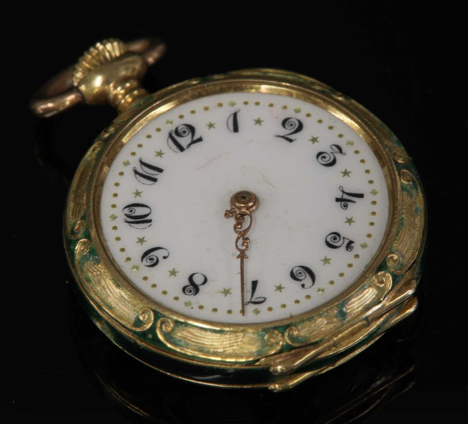 An American gold enamel and diamond set fob watch by Black Star & Frost, New York,